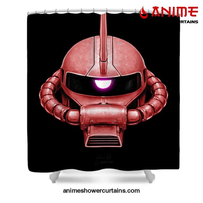 Red Zaku Head Shower Curtain