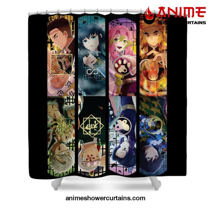 Rengoku Demon Slayer Shower Curtain W59 X H71 / Black