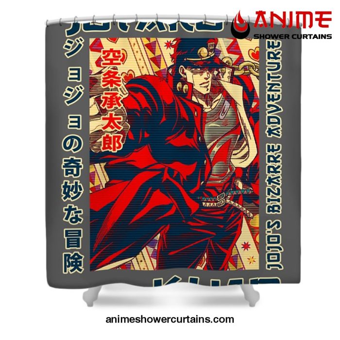 Retro Jotaro Kujo Art Shower Curtain W59 X H71 / Gray