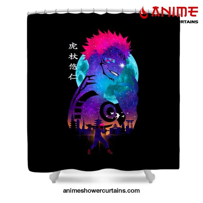 Retro Jujutsu Kaisen Sukuna Shower Curtain W59 X H71 / Black