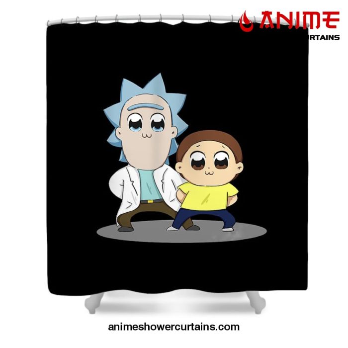 Rick And Morty Chibi Shower Curtain W59 X H71 / Black