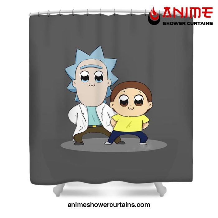 Rick And Morty Chibi Shower Curtain W59 X H71 / Gray