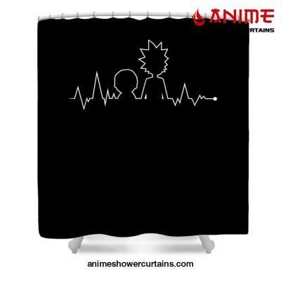 Rick And Morty Heartbeat Shower Curtain W59 X H71 / Black