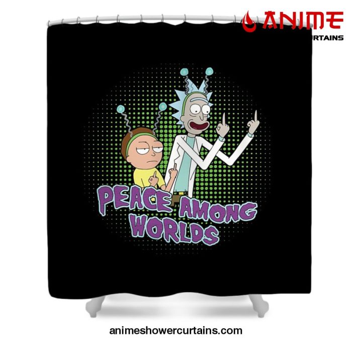 Rick And Morty Peace Among World Shower Curtain W59 X H71 / Black