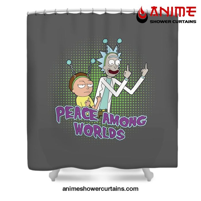 Rick And Morty Peace Among World Shower Curtain W59 X H71 / Gray