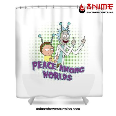 Rick And Morty Peace Among World Shower Curtain W59 X H71 / White