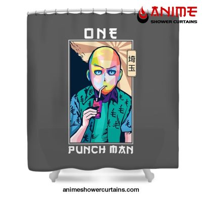 Saitama One Punch Man Shower Curtain W59 X H71 / Gray