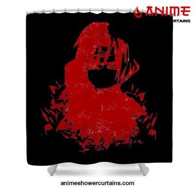 Sasuke Red Print Shower Curtain W59 X H71 / Black