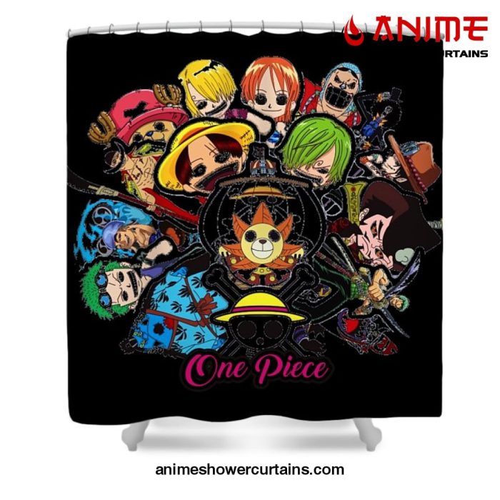 Strawhat Pirate One Piece Shower Curtain W59 X H71 / Black