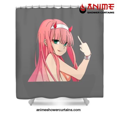 Zero Two Middle Finger Shower Curtain W59 X H71 / Gray