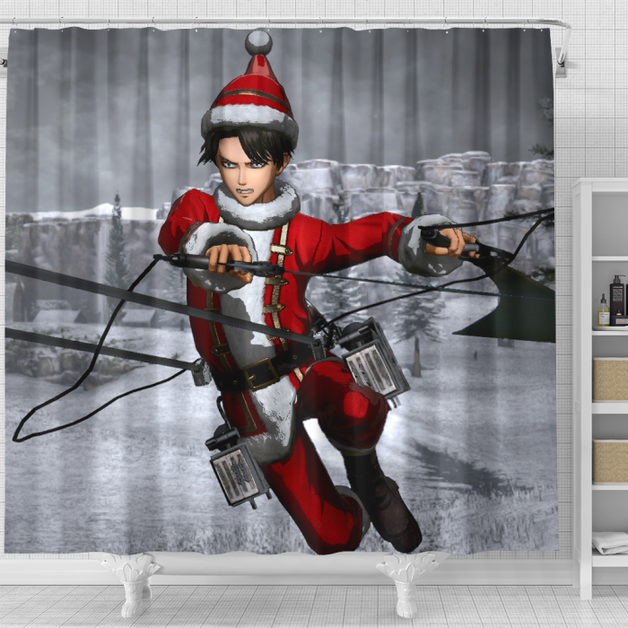 Attackontitan Glare Christmas Shower Curtain - Anime Shower Curtains