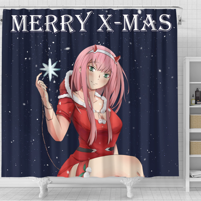 Darlinginthefranxx Snow Christmas Shower Curtain - Anime Shower Curtains