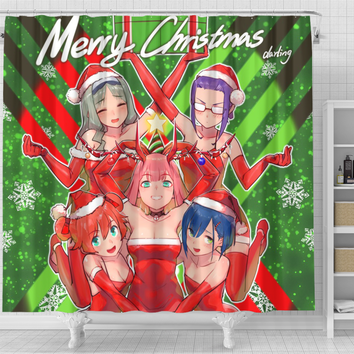 Darlinginthefranxx Star Christmas Shower Curtain - Anime Shower Curtains