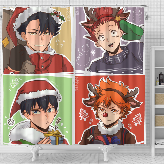 Demon Slayer Shape Christmas Shower Curtain - Anime Shower Curtains