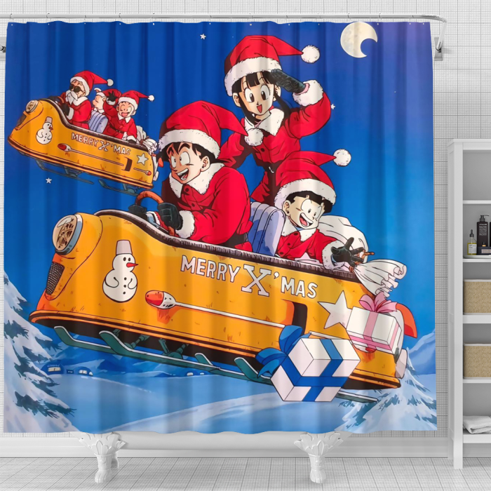 Dragonballzmerch Astronaut Christmas Shower Curtain - Anime Shower Curtains