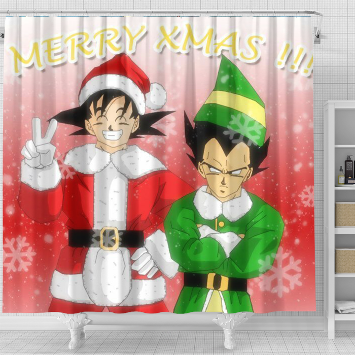 Dragonballzmerch Fun Christmas Shower Curtain - Anime Shower Curtains