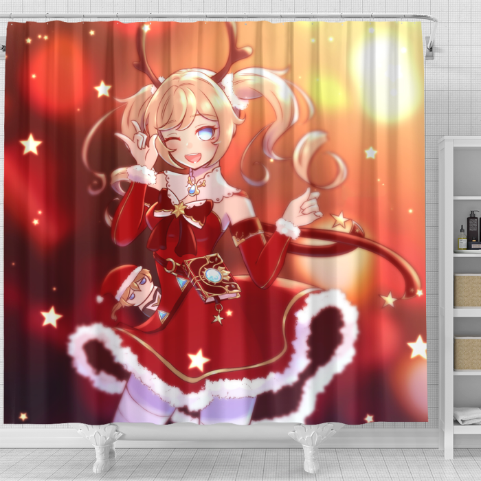 Genshinimpact Blink Christmas Shower Curtain - Anime Shower Curtains