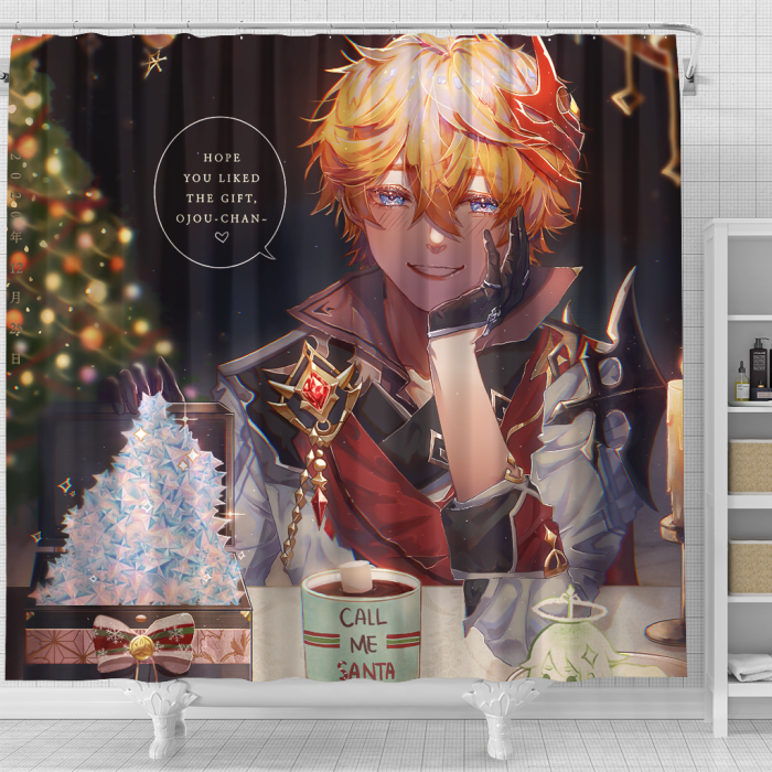 Genshinimpact Romantic Christmas Shower Curtain - Anime Shower Curtains