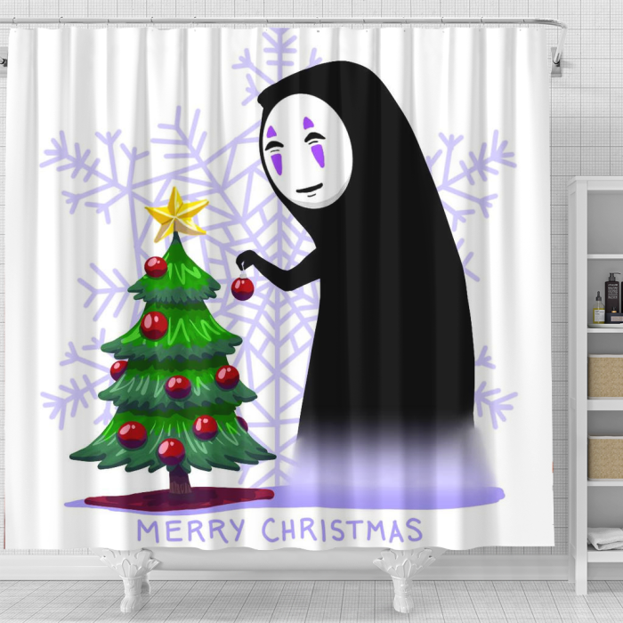 Ghiblimerchandise Skullcap Christmas Shower Curtain - Anime Shower Curtains