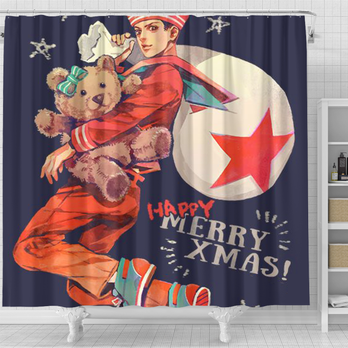 Jjba Bear Hug Christmas Shower Curtain - Anime Shower Curtains