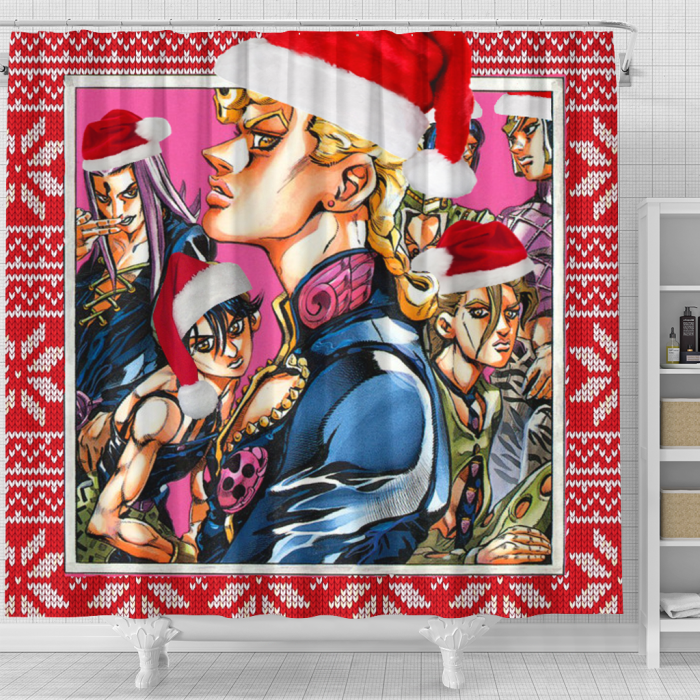 Jjba Christmas Shower Curtain - Anime Shower Curtains