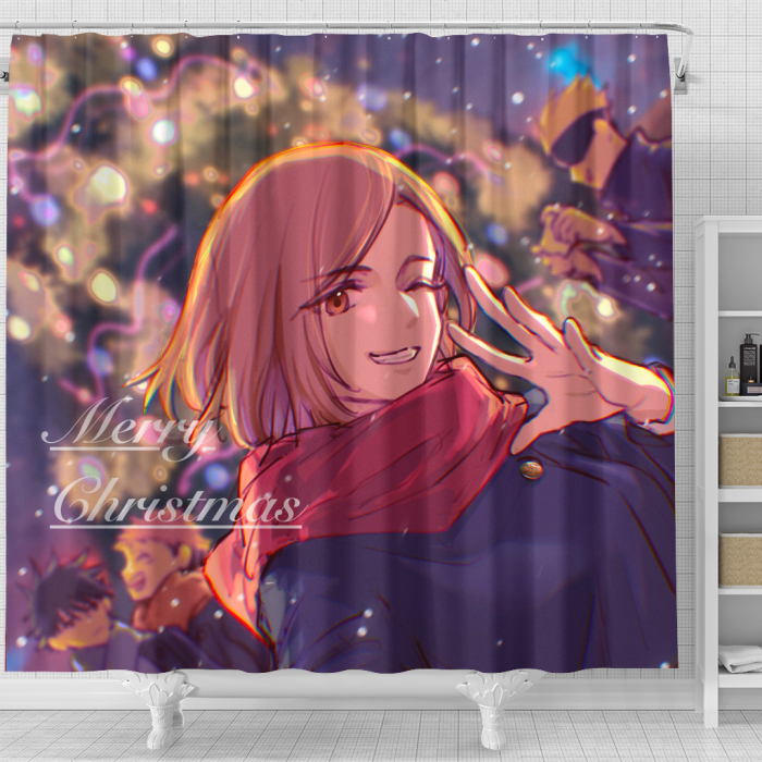 Jujutsukaisen Anime Blink Christmas Shower Curtain - Anime Shower Curtains