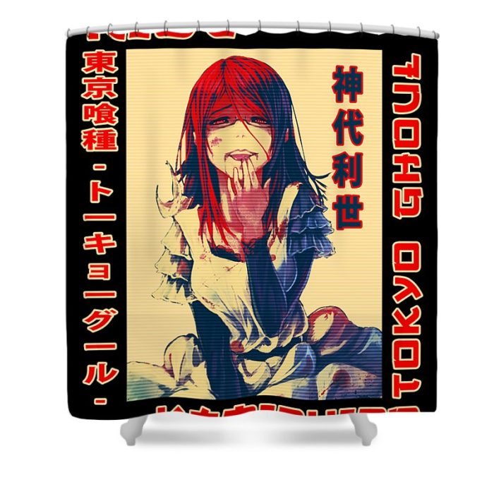 Kamishiro Rize Retro Art Shower Curtain1 - Anime Shower Curtains