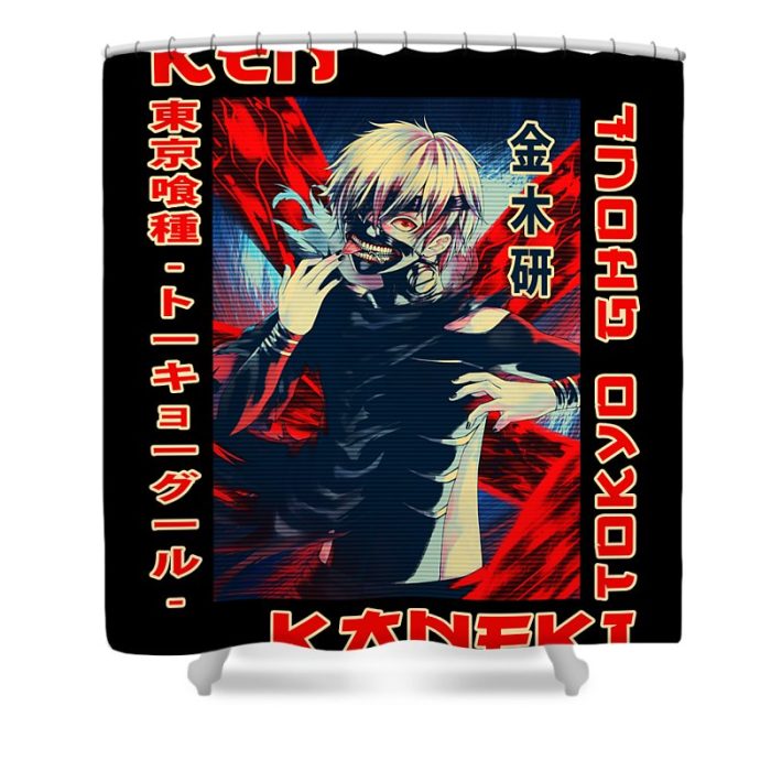 Kaneki Ken Retro Art Shower Curtain1 - Anime Shower Curtains
