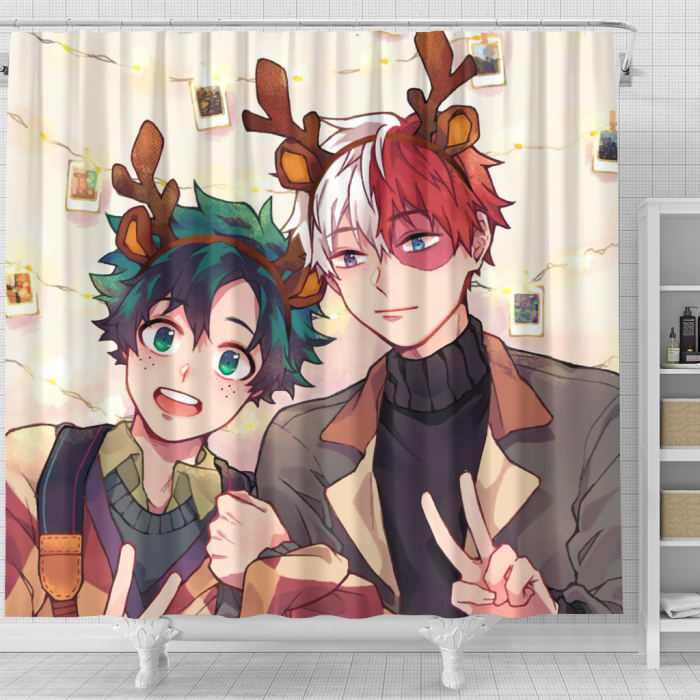 Myheroacademic Look Christmas Shower Curtain - Anime Shower Curtains