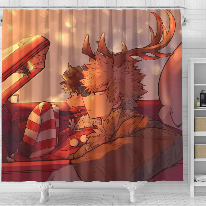 Myheroacademic Meditation Christmas Shower Curtain - Anime Shower Curtains