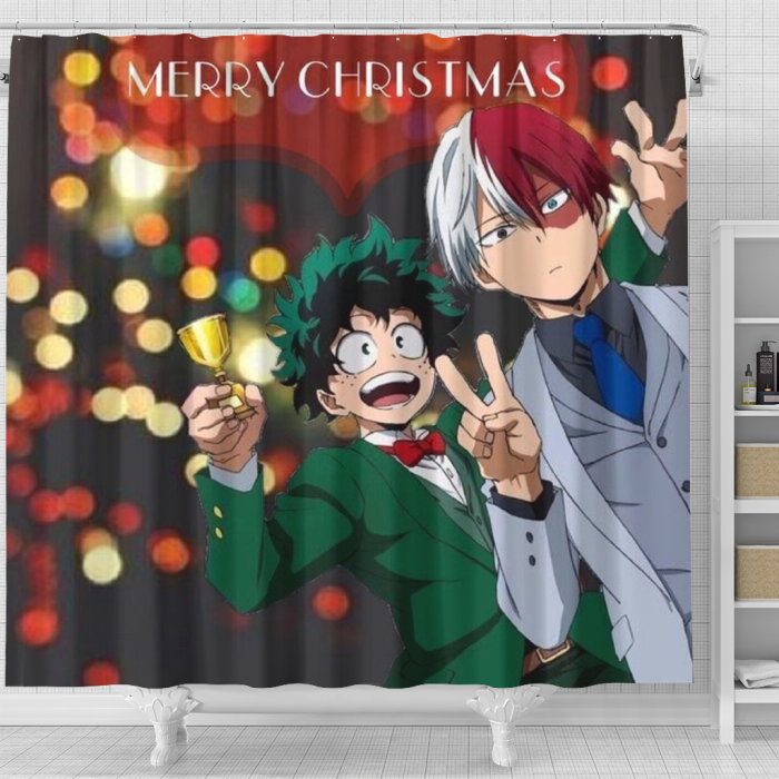 MyheroacademicSurprised Christmas Shower Curtain - Anime Shower Curtains