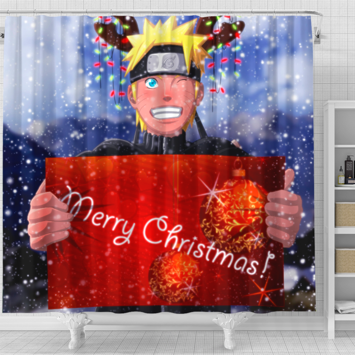 Naruto Blink Christmas Shower Curtain - Anime Shower Curtains