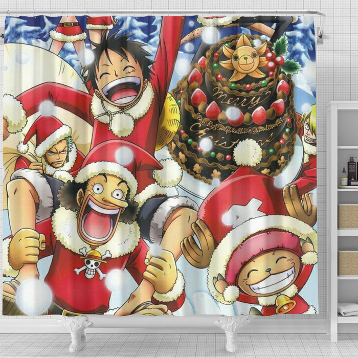 Oppai Funny Christmas Shower Curtain - Anime Shower Curtains