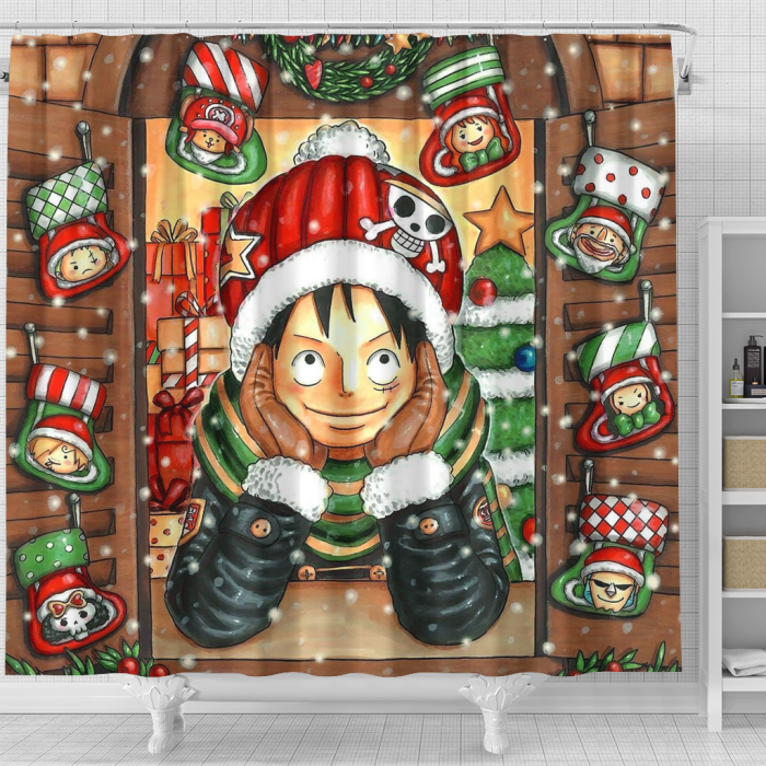 Oppai Hands Pushing Christmas Shower Curtain - Anime Shower Curtains