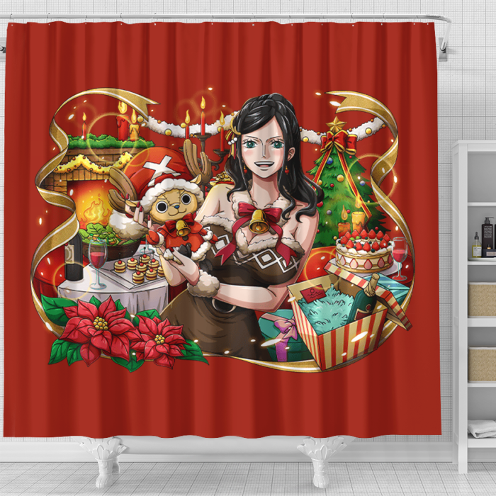 Oppai Happy Christmas Shower Curtain - Anime Shower Curtains