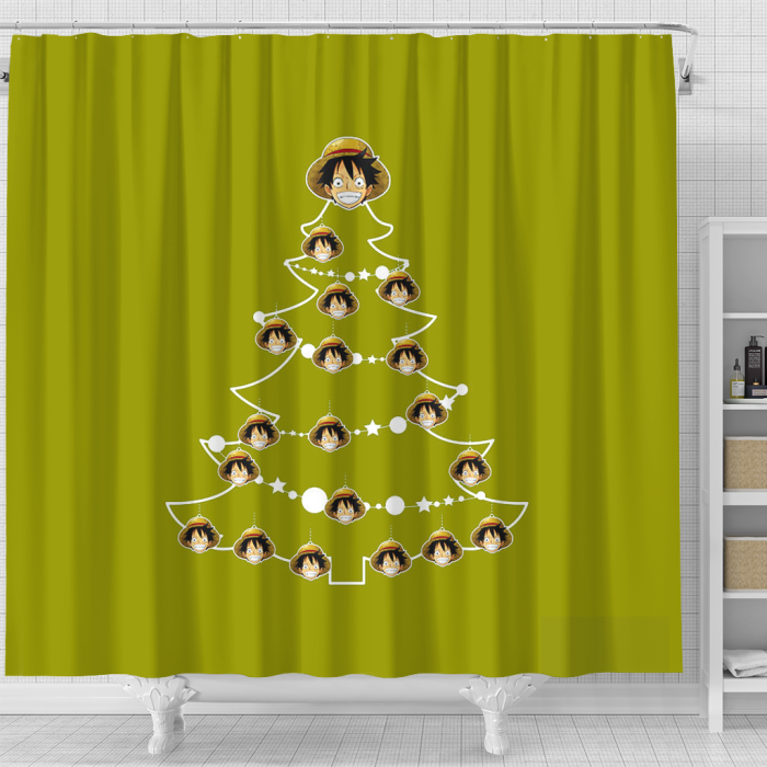 Oppai Pine Tree Christmas Shower Curtain - Anime Shower Curtains