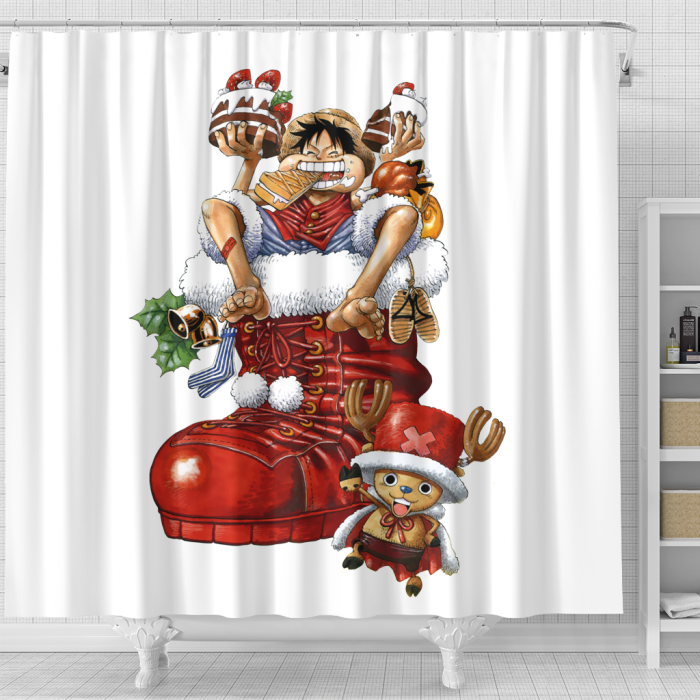 Oppai Smile Christmas Shower Curtain - Anime Shower Curtains