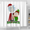 Rick And Monty Bad Santa Christmas Shower Curtain - Anime Shower Curtains