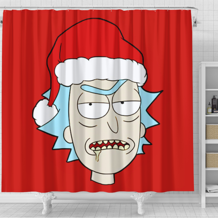 Rick And Monty Old Woman Christmas Shower Curtain - Anime Shower Curtains