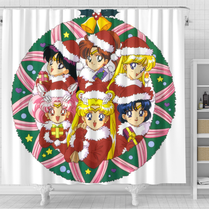 Sailor Moon Funny Christmas Shower Curtain - Anime Shower Curtains