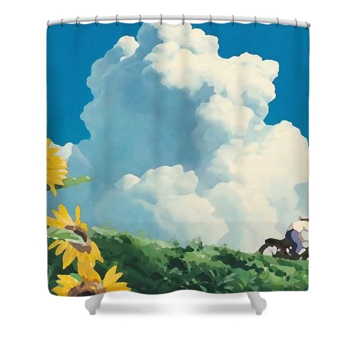 my neighbor totoro sunflower and clouds ghibli landscape jhans butterblumenhaus - Anime Shower Curtains