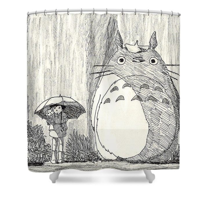 my neighbor totoro totoro and satsuki sketch jhans butterblumenhaus - Anime Shower Curtains