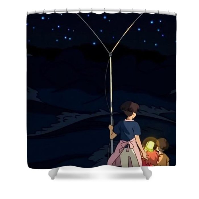 ponyo darkness and stars ghibli landscape jhans butterblumenhaus - Anime Shower Curtains