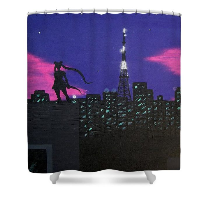 sailor moon skyline andrew white - Anime Shower Curtains