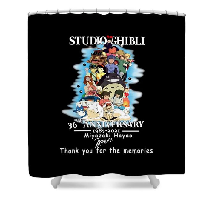 studio ghibli 36th anniversary 1985 2021 miyazaki hayao signature thank you for the memories shirt binh vu transparent - Anime Shower Curtains