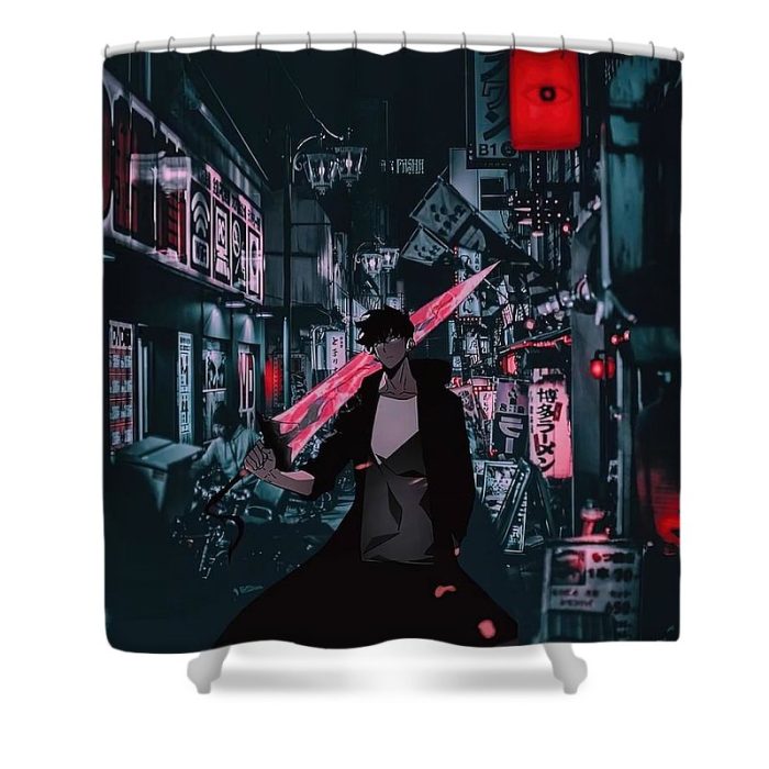 sung jin woo solo leveling powell finley - Anime Shower Curtains