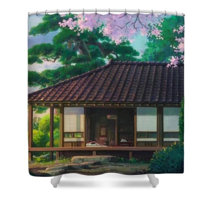 traditional japanese house ghibli landscape jhans butterblumenhaus - Anime Shower Curtains