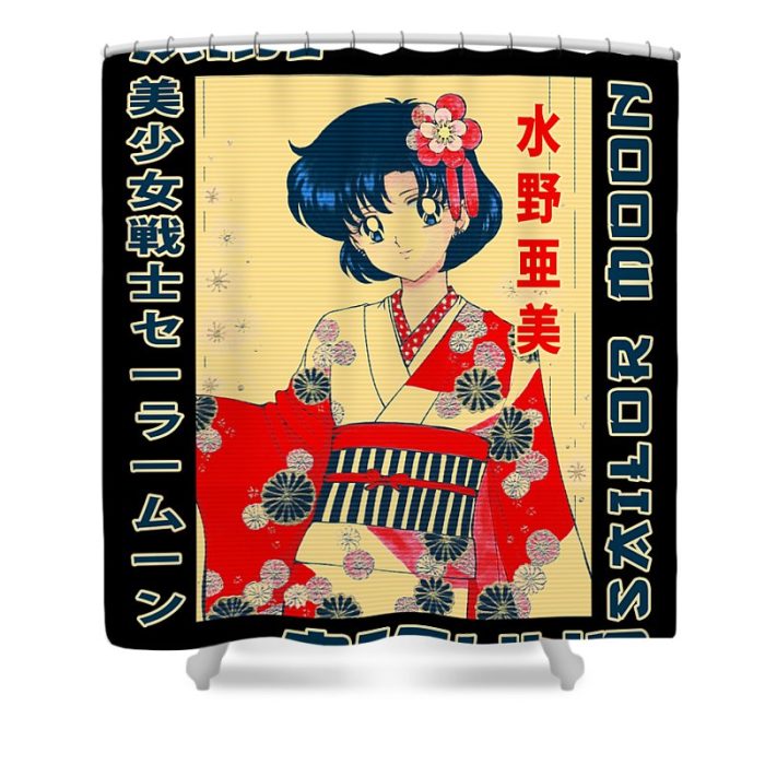 vintage sailor moon ami mizuno girl anime gifts idea gleam shinny transparent - Anime Shower Curtains