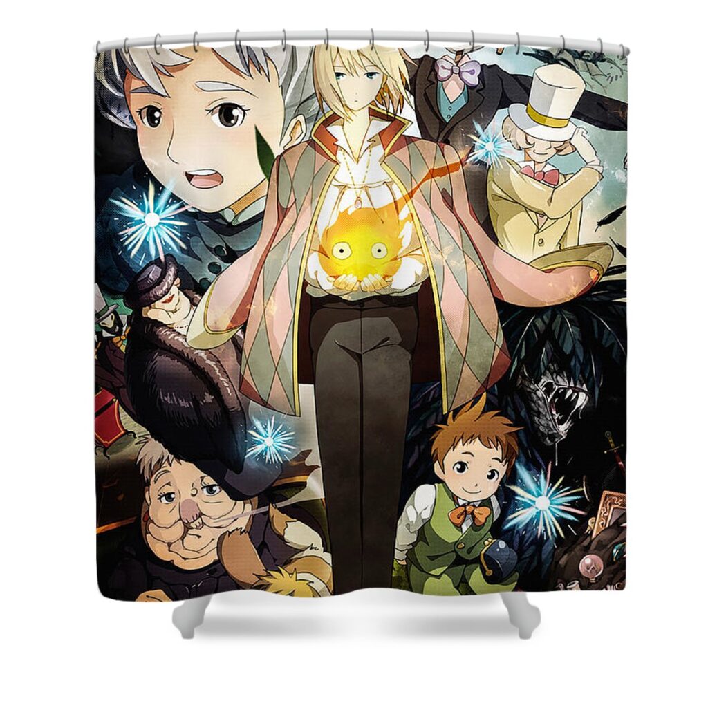 17 howls moving castle jesse corum - Anime Shower Curtains