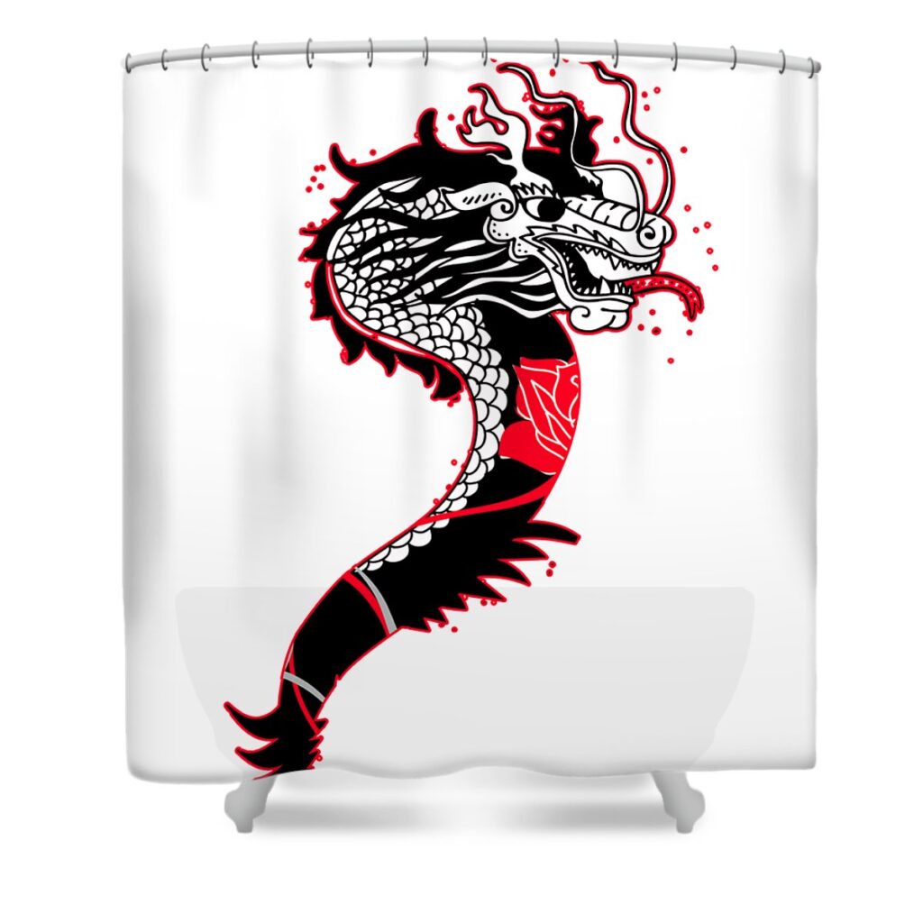 2 dragon chinese asian mythology cool gift thomas larch transparent - Anime Shower Curtains